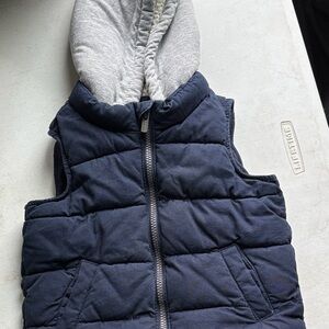 Old Navy Navy Blue Vest with Gray and Cream Hood